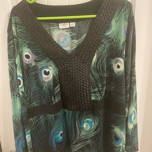 Cato Plus Size 22/24 Green/Black Top